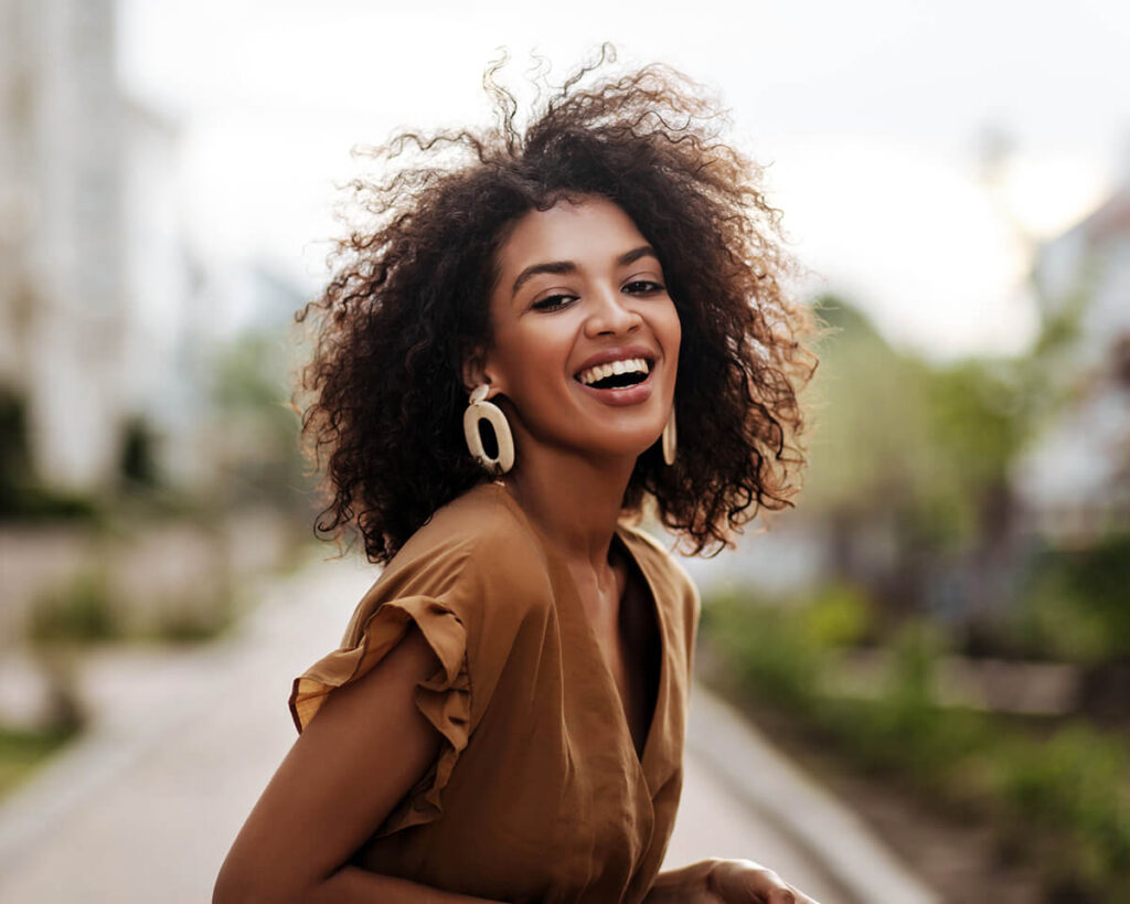 happy young woman outdoors