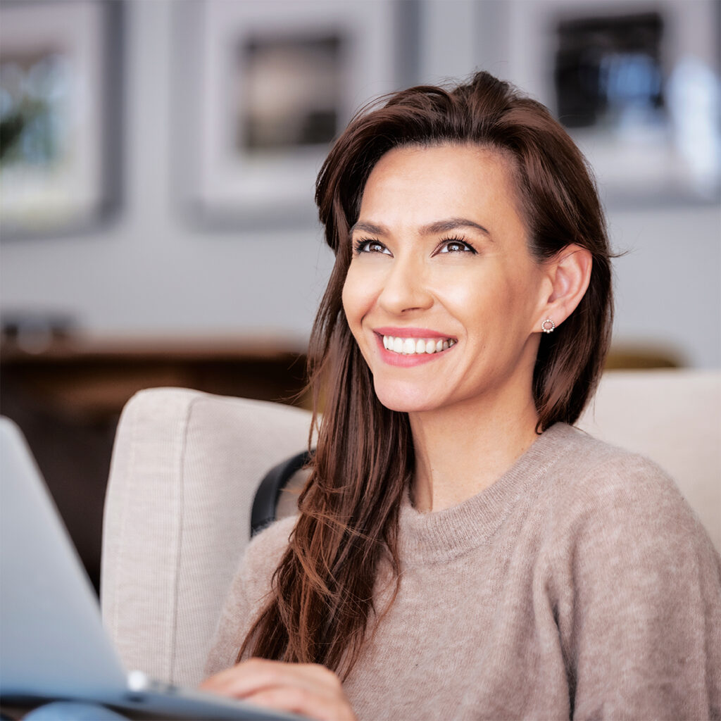 Happy woman at home